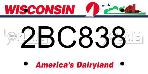 2BC838 Wisconsin License Plate