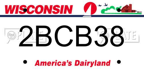 2BCB38 Wisconsin License Plate