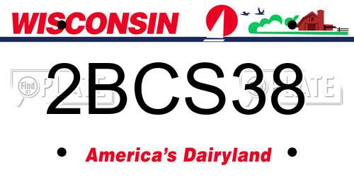 2BCS38 Wisconsin License Plate