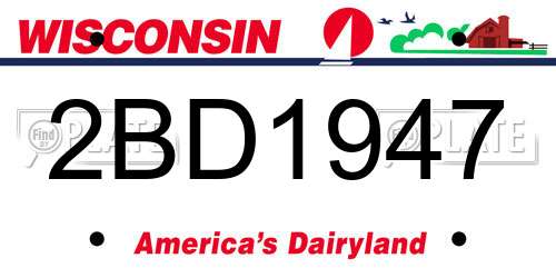 2BD1947 Wisconsin License Plate