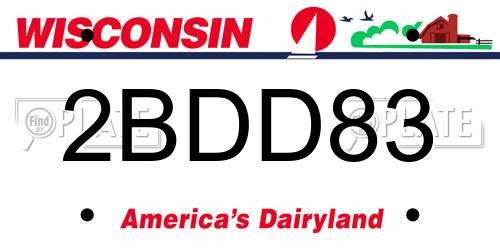 2BDD83 Wisconsin License Plate