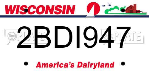 2BDI947 Wisconsin License Plate