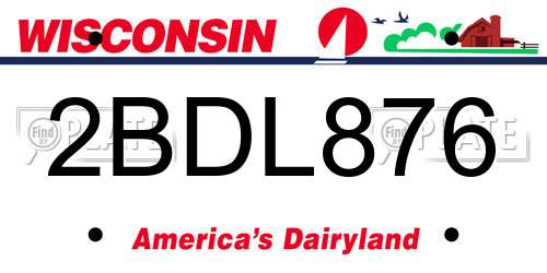 2BDL876 Wisconsin License Plate