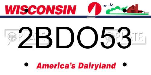 2BDO53 Wisconsin License Plate