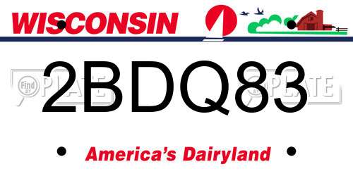 2BDQ83 Wisconsin License Plate