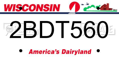 2BDT560 Wisconsin License Plate