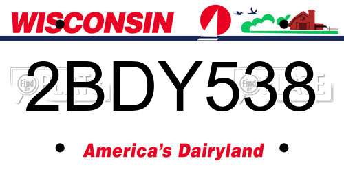 2BDY538 Wisconsin License Plate