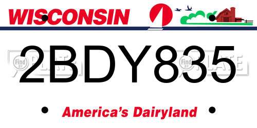 2BDY835 Wisconsin License Plate