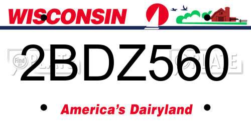 2BDZ560 Wisconsin License Plate