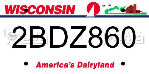 2BDZ860 Wisconsin License Plate