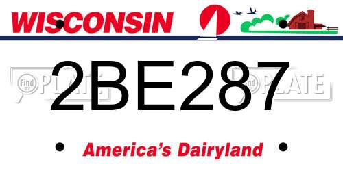 2BE287 Wisconsin License Plate