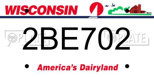 2BE702 Wisconsin License Plate