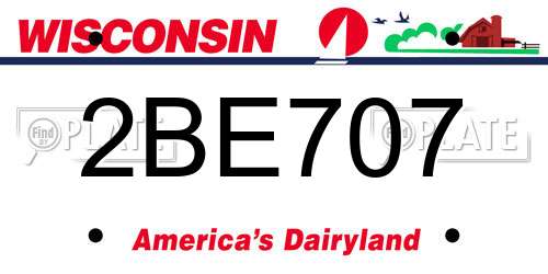 2BE707 Wisconsin License Plate