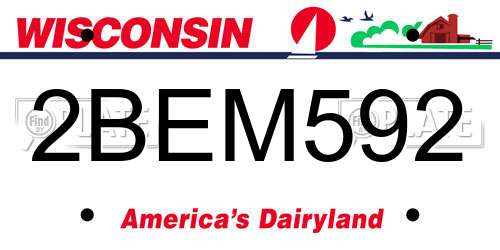 2BEM592 Wisconsin License Plate