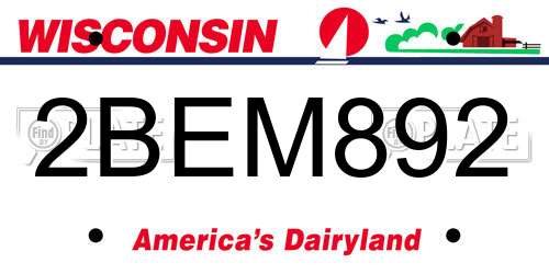 2BEM892 Wisconsin License Plate