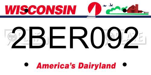 2BER092 Wisconsin License Plate