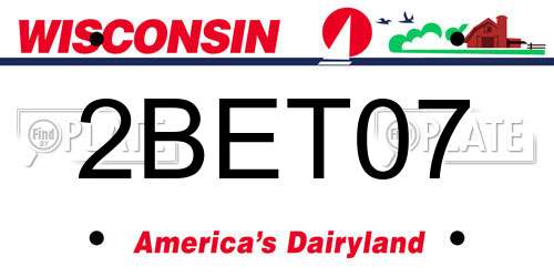2BET07 Wisconsin License Plate