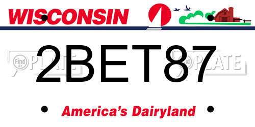2BET87 Wisconsin License Plate