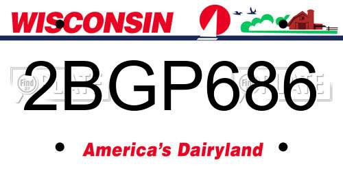2BGP686 Wisconsin License Plate