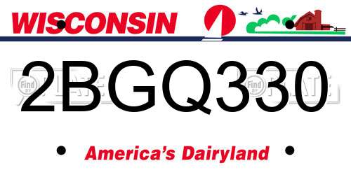2BGQ330 Wisconsin License Plate