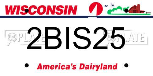 2BIS25 Wisconsin License Plate