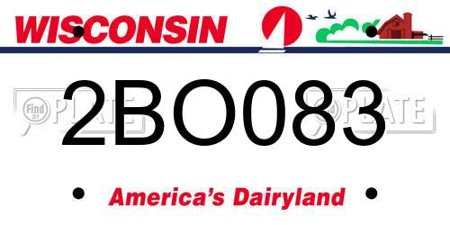 2BO083 Wisconsin License Plate