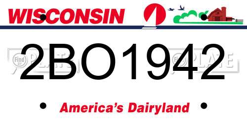 2BO1942 Wisconsin License Plate