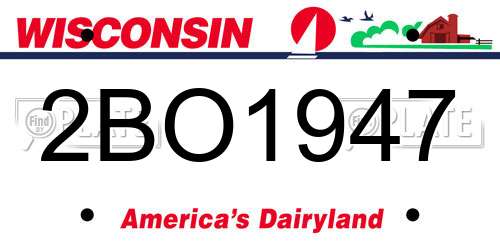 2BO1947 Wisconsin License Plate