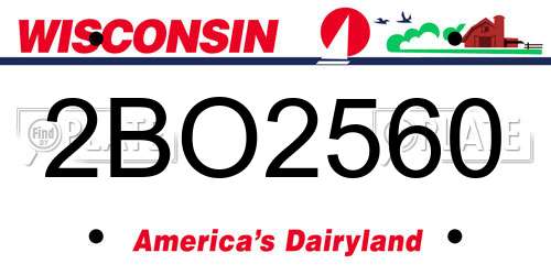 2BO2560 Wisconsin License Plate