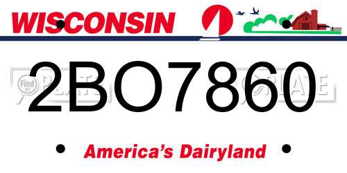 2BO7860 Wisconsin License Plate