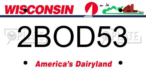 2BOD53 Wisconsin License Plate