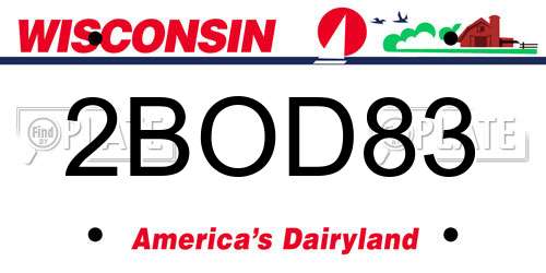 2BOD83 Wisconsin License Plate