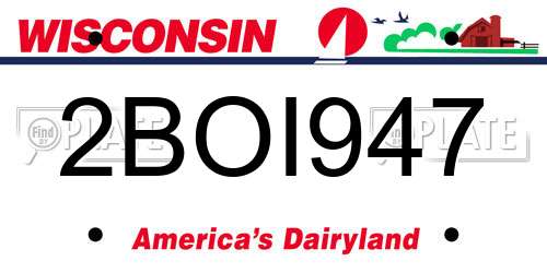 2BOI947 Wisconsin License Plate