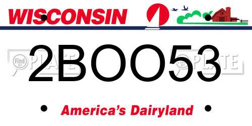 2BOO53 Wisconsin License Plate