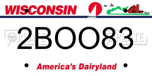 2BOO83 Wisconsin License Plate