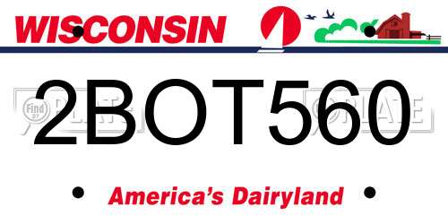2BOT560 Wisconsin License Plate