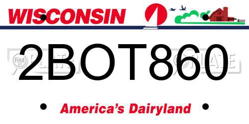 2BOT860 Wisconsin License Plate
