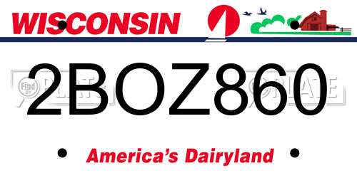 2BOZ860 Wisconsin License Plate