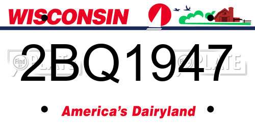 2BQ1947 Wisconsin License Plate