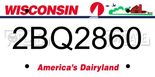 2BQ2860 Wisconsin License Plate