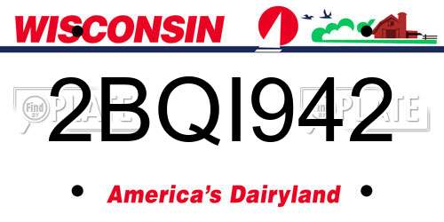 2BQI942 Wisconsin License Plate