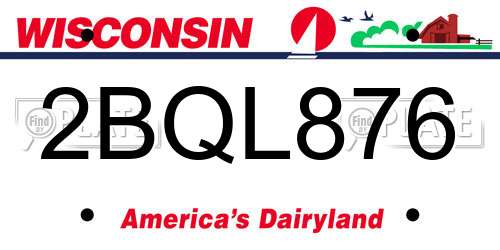 2BQL876 Wisconsin License Plate