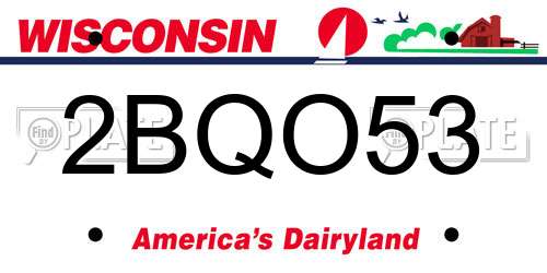 2BQO53 Wisconsin License Plate