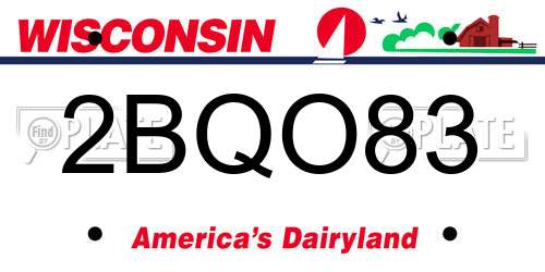 2BQO83 Wisconsin License Plate