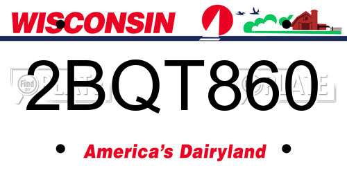 2BQT860 Wisconsin License Plate