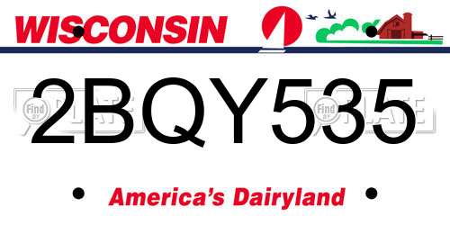 2BQY535 Wisconsin License Plate