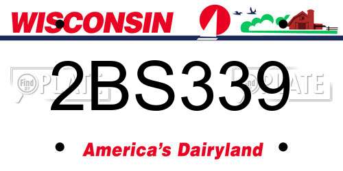 2BS339 Wisconsin License Plate