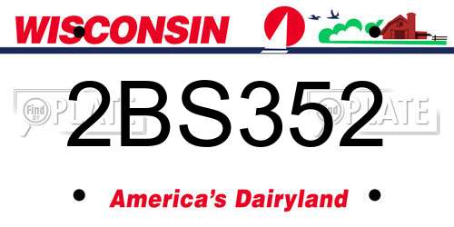 2BS352 Wisconsin License Plate