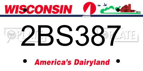 2BS387 Wisconsin License Plate