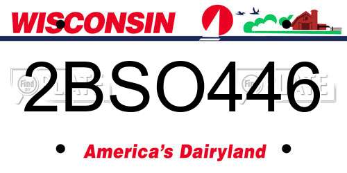 2BSO446 Wisconsin License Plate